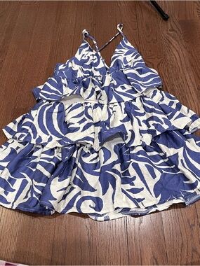 ⭐Blue and White floral tired Ruffle mini Sundress size 2